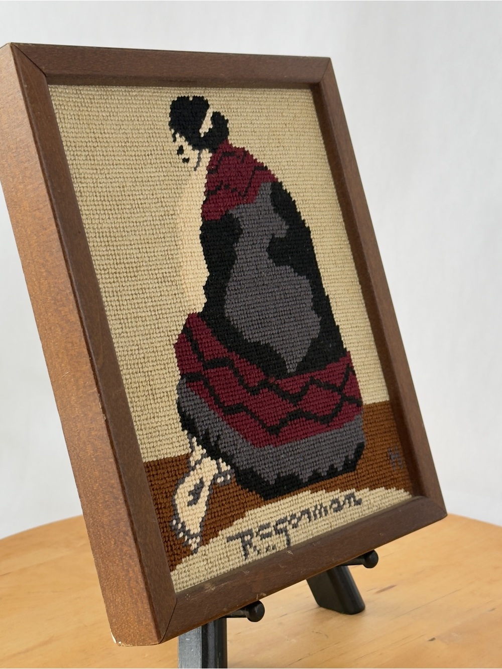 1980 RC Gorman Native American Navajo Woman in a Blanket Needlepoint Art - Picture 4 of 9